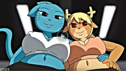 Nicole Watterson And Penny Straddle In The Gym [Zaviel]